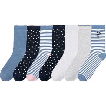 Pepperts Dívčí ponožky, 7 párů modrá / bílá / námořnická modrá / šedá