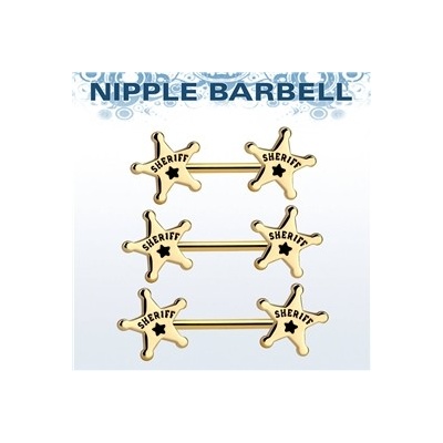 Piercingate piercing do bradavky sherifské hvězdy PBR00033 zlatá