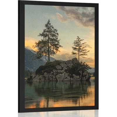 Plakát horská krajina u jezera - 60x90 white