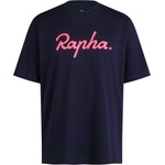 Rapha Мъжка тениска Rapha Cotton T-Shirt Large Logo T-shirt - Dark Navy / High-Vis Pink - размер M (216-7082-0413)