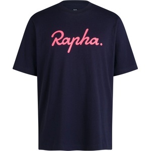 Rapha Мъжка тениска Rapha Cotton T-Shirt Large Logo T-shirt - Dark Navy / High-Vis Pink - размер M (216-7082-0413)