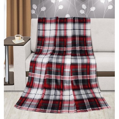 Bellatex deka Kemping Plus červené čtverce 150x200