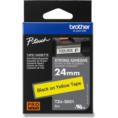 Brother TZE-S651 - náhradní páska - extra silná, 24 mm x 8 m, černo-žlutá