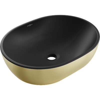 Mexen Viki умивалник за плот 48 x 35 см, черен мат/злато - 21054876 (21054876)