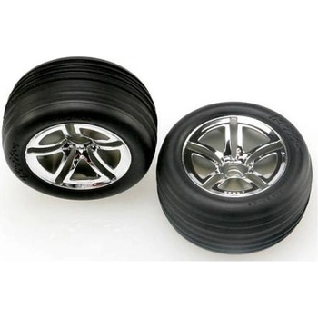 Traxxas колело 2.8", джанта Twin-Spoke сребърна, гума Ribbed (2) (предна)