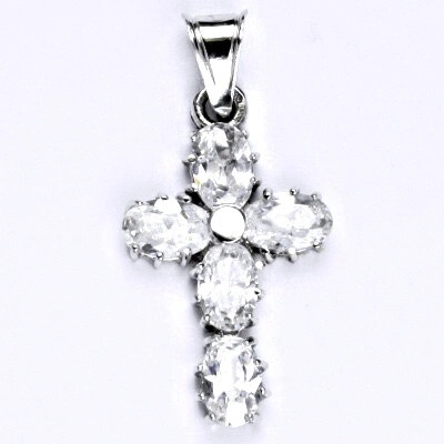 Čištín Zlatý přívěsek křížek bílé zlato čiré zirkony 1741 11629