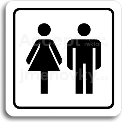 ACCEPT Piktogram WC ženy, muži - bílá tabulka - černý tisk