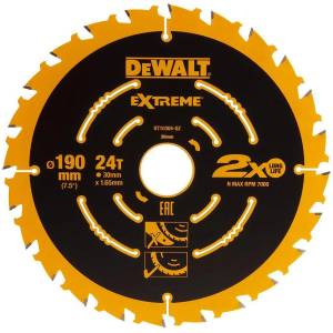 DEWALT Циркулярен диск за дърво DeWALT Extreme DT10304, 190x30 мм, 24T (UNI-09675)