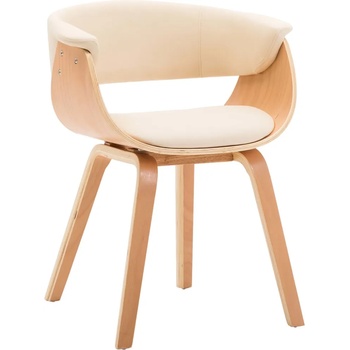 vidaXL Трапезен стол, кремав, извито дърво и изкуствена кожа (283130)