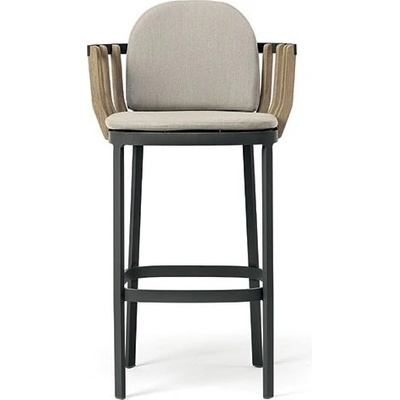 Ethimo Barové křeslo Swing, Ethimo, 60x54x100 cm, rám lakovaný hliník barva Warmwhite, mořené teakové dřevo, bez polstrů