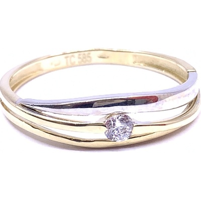 Diante Zlatý prsten s bílým kamenem 59636757