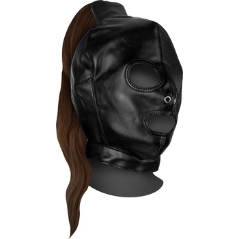 Image 1 of Ouch! Xtreme Mask with Brown Ponytail Black