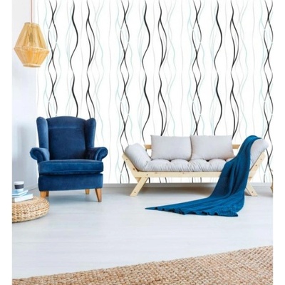 DIMEX ART Луксозна флизелинова тапета тюркоазени вълнообразни линии