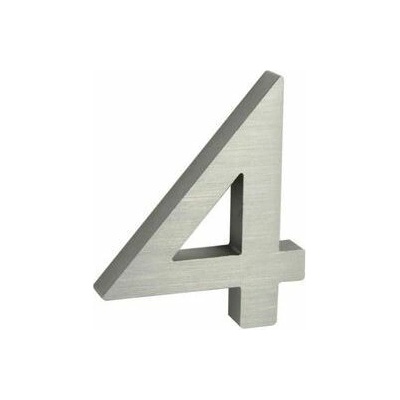 Hliníkové číslo v 3D provedení s broušeným povrchem, znak "4", stříbrné
