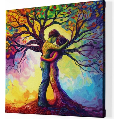 Obraz na plátně - Strom života Milenci v pokušení FeelHappy.cz Velikost obrazu (šířka x výška): 40 x 40 cm