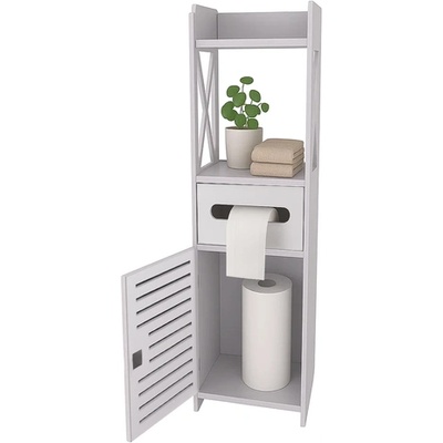 Ruhhy Свободностоящ шкаф за баня, с държач за тоалетна хартия, заключващ се, 80x2x2 см, компактен и стилен дизайн Ruhhy (25763)