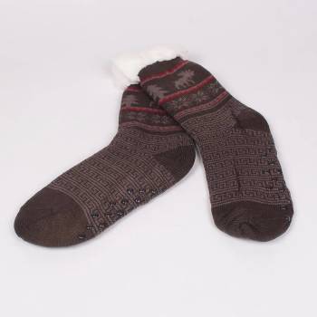 Image 1 of Топли мъжки чорапи в тъмносиво с коледен десен