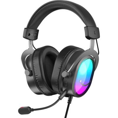 H16 7.1 геймърски слушалки с RGB осветление, черни (H16)