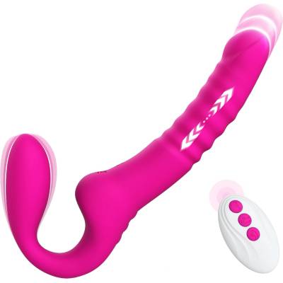 SuperLove Thrusting & Vibrating Strapless Strap-On with Remote Pink