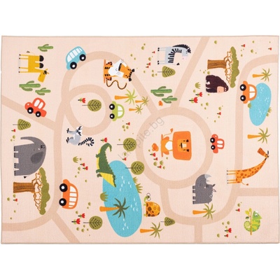 Multidecor Детски антихлъзгащ килим ARES STREETS 80x150 см бежов/сафари (MU0252)
