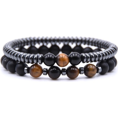 Daniel Dawson pánský náramek Olivier sada 2 kusů Hematit Achát a Tygří oko Barevná/více barev S NR1623