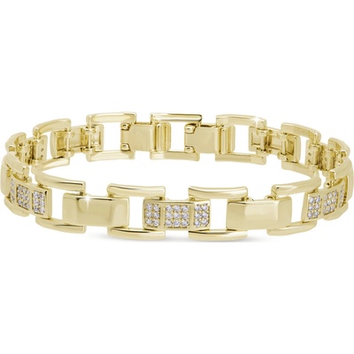 Biju Pozlacený náramek s masivními články a čirými zirkony 3032 2003032
