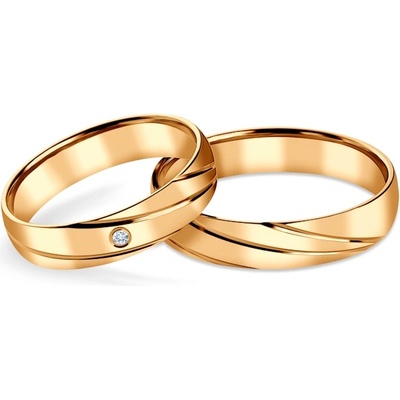 SAVICKI Сватбени халки: жълто злато, полукръгли, 4, 5 мм