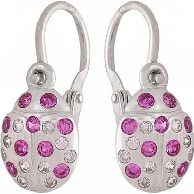 Zlaton Náušnice bílé zlato beruška s kameny visací 1.3cm 1.15g 000682608228