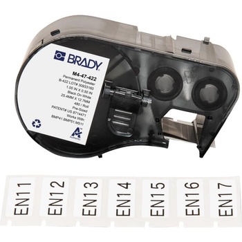 Brady M4-47-422 / 170738, 25.40 mm x 12.70 mm, Polyester, черно копиране / бял фон (170738)