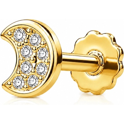 Šperky Eshop Zlatý piercing labret 14K měsíc se zirkony S5GG275.69