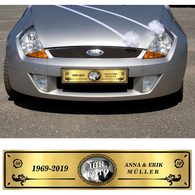 Svatební SPZ s textem na přání GOLDHOCHZEIT (1 ks)