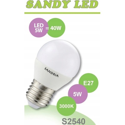 Sandy LED žiarovka LED E27 B45 S2540 5W teplá biela