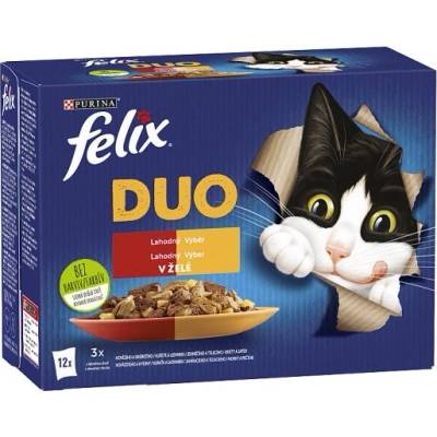 Felix Fantastic DUO kura a ľadvinky, hovädzie a hydina, morka a pečeň 12 × 85 g