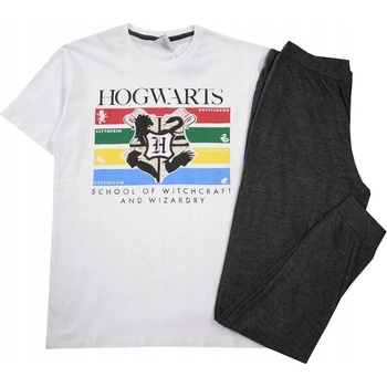 Harry Potter Hogwarts pánské pyžamo kr.rukáv bílo šedé
