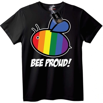 NOONEBRAND Тениска Пчела Гордост Дъга - 7XL, Black