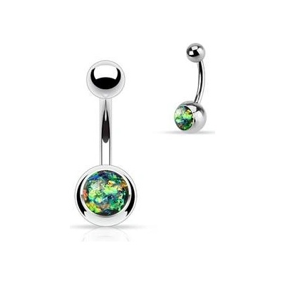 Šperky4U piercing do pupíku banánek zelenozlatý opál BS1058-DG