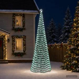 vidaXL LED коледна елха с гирлянди и шиш EKENAS 500 см (42056562)
