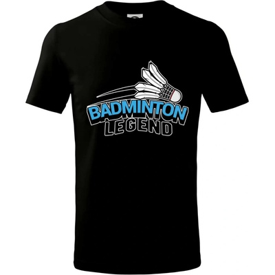 Badminton legend Tričko dětské bavlněné Černá