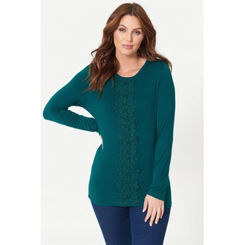 Be You Тениска Be You Crochet Trim Long-Sleeve T-Shirt - Green