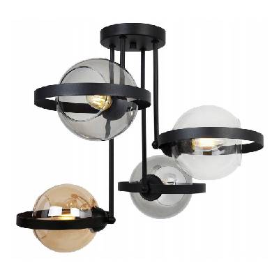 Light Home Stropní svítidlo Haga Ring, 4x skleněné stínítko (mix 3 barev), (výběr ze 3 barev uchycení)