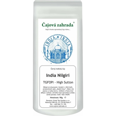 Čajová zahrada India Nilgiri TGFOPI High Grown Sutton černý čaj 90 g
