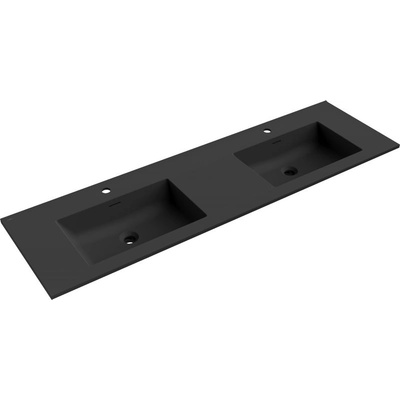 Mexen Otis вградена мивка с двоен плот 161 x 46, 5 cm, черен мат - 25181671D (25181671D)