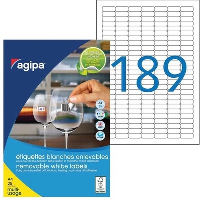 Etikety univerzálne odnímateľné 25,4x10mm Agipa A4 25 hárkov 119645