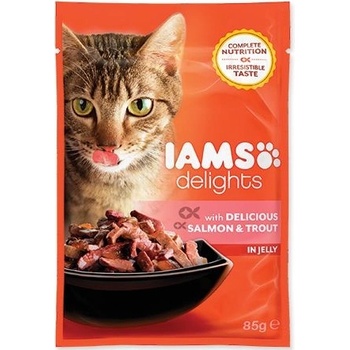 Iams Cat delights salmon & trout in jelly 85 g