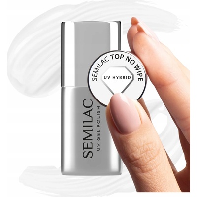 Semilac Top Coat na nehty No Wipe s efektem matných nehtů, transparentní, 11 ml