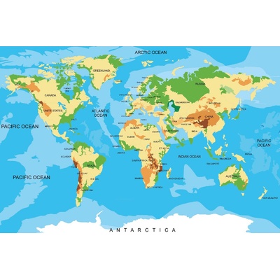 DIMEX ART Флизелинов фототапет илюстрация на картата на света 375 x 250 см