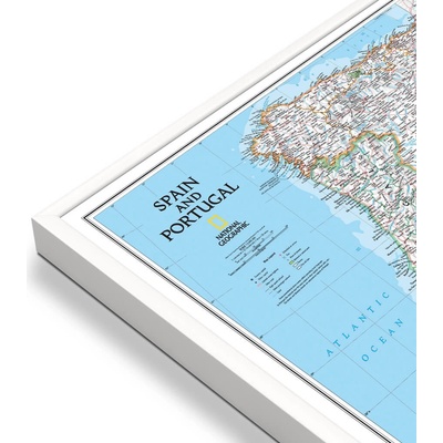 National Geographic Španělsko, Portugalsko - nástěnná mapa Classic 85 x 55 cm Varianta: mapa v hliníkovém rámu, Provedení: bílý rám