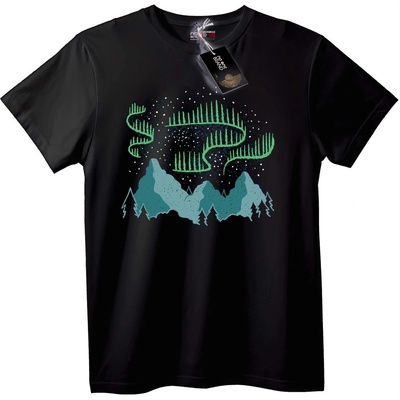 NOONEBRAND Тениска Северни Светлини Планина - XS, Black