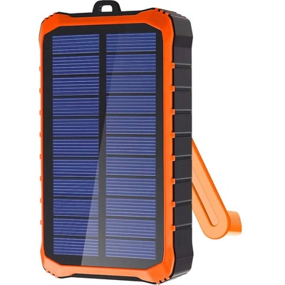 4smarts Solar Rugged Power Bank Prepper 12000mAh - соларна удароустойчива външна батерия с 2xUSB-A изхода, динамо и фенер (черен)
