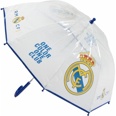 CurePink: manuální dětský deštník Real Madrid: Logo a nápisy